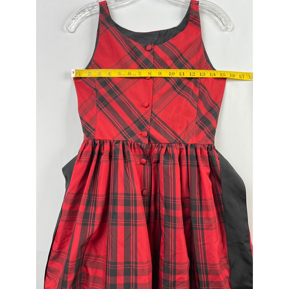 Polo Ralph Lauren Plaid Dress Girls 14 Red Black Tartan Holiday Fit Flare Bow - Picture 7 of 14